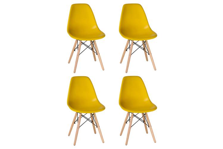 Набор 4 шт Стул обеденный DOBRIN DSW, ножки светлый бук, цвет жёлтый (Y-01)