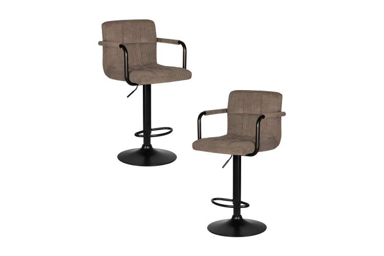 Набор 2 шт Стул барный DOBRIN KRUGER ARM BLACK, какао вельвет (LAR-E2041-05)