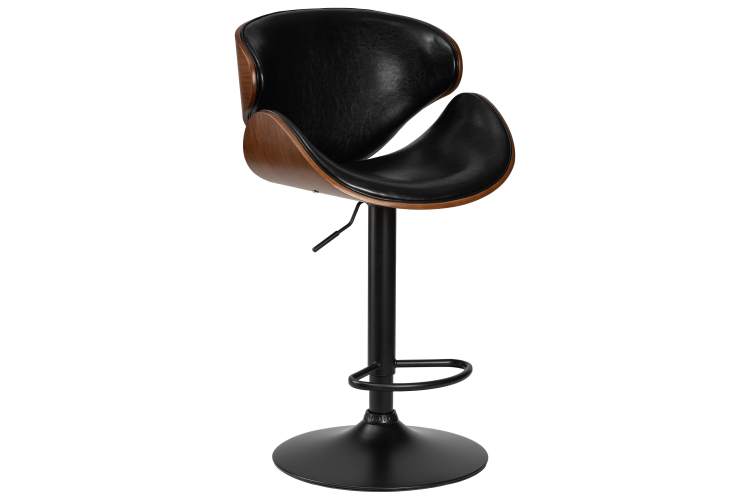 Набор 2 шт Стул барный DOBRIN KARTER BLACK, коричневый орех дерево (BWW), черный PU-1