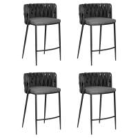 Набор 4 шт Стул полубарный DOBRIN AMELIA COUNTER, серая ткань (F-48), темно-серый винтажный PU (MF-12)