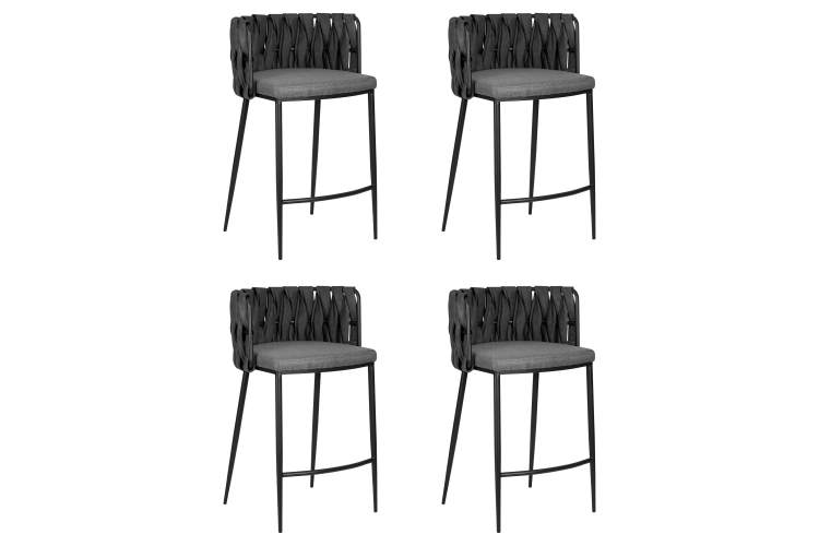 Набор 4 шт Стул полубарный DOBRIN AMELIA COUNTER, серая ткань (F-48), темно-серый винтажный PU (MF-12)