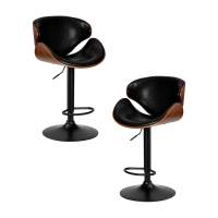 Набор 2 шт Стул барный DOBRIN KARTER BLACK, коричневый орех дерево (BWW), черный PU