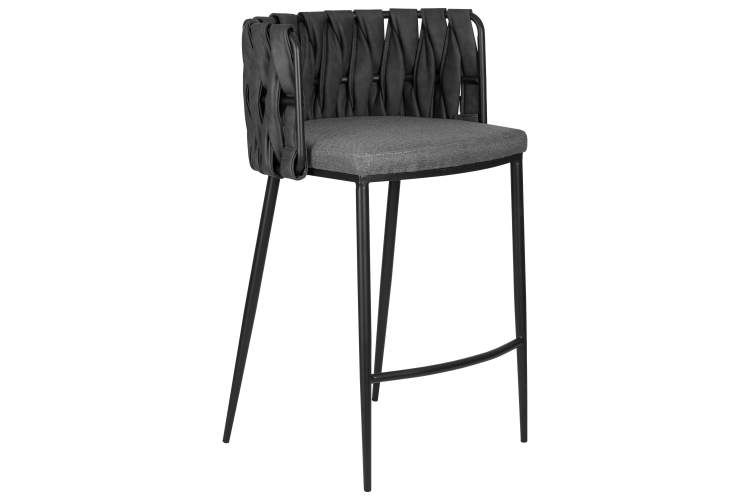 Набор 4 шт Стул полубарный DOBRIN AMELIA COUNTER, серая ткань (F-48), темно-серый винтажный PU (MF-12)-2