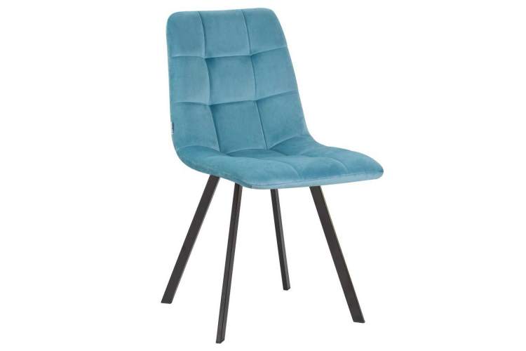 Стул обеденный DOBRIN ALEX SQUARE, черные матовые ножки, морской волны велюр (V108-57)