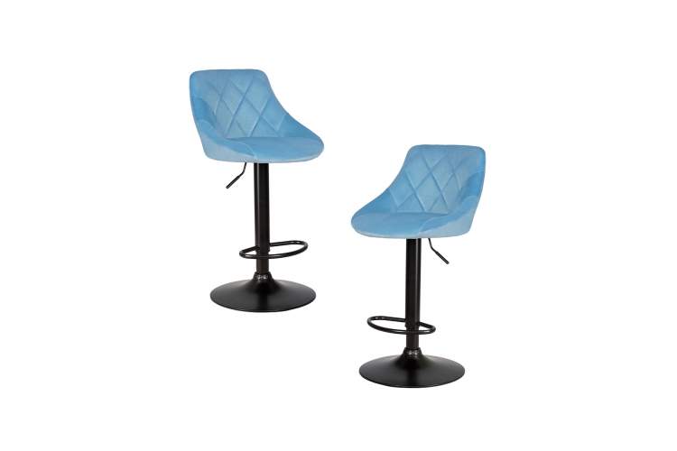 Набор 2 шт Стул барный DOBRIN LOGAN BLACK, пудрово-голубой велюр (MJ9-74)