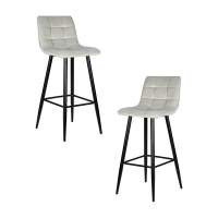 Набор 2 шт Стул барный DOBRIN NICOLE, черные матовые ножки, светло-серый велюр (108-52)