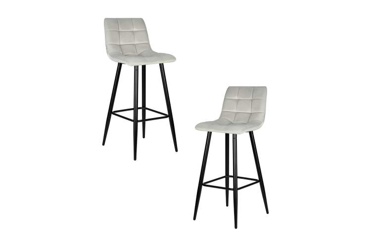 Набор 2 шт Стул барный DOBRIN NICOLE, черные матовые ножки, светло-серый велюр (108-52)