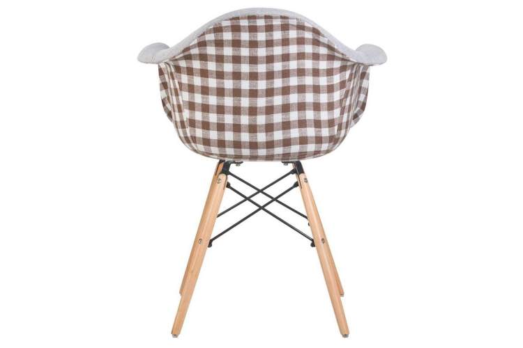 Стул обеденный DOBRIN DAW MONICA, ножки светлый бук, сиденье 009 коричневая клетка, бежевая ткань-4