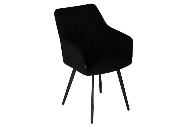 Стул обеденный DOBRIN ROBY, ЭМАЛЬ ЧЕРНЫЙ МУАР велюр Catania Black-6