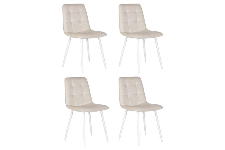 Набор 4 шт Стул обеденный DOBRIN CHILLY, Кремовый Holland 05, основание белое