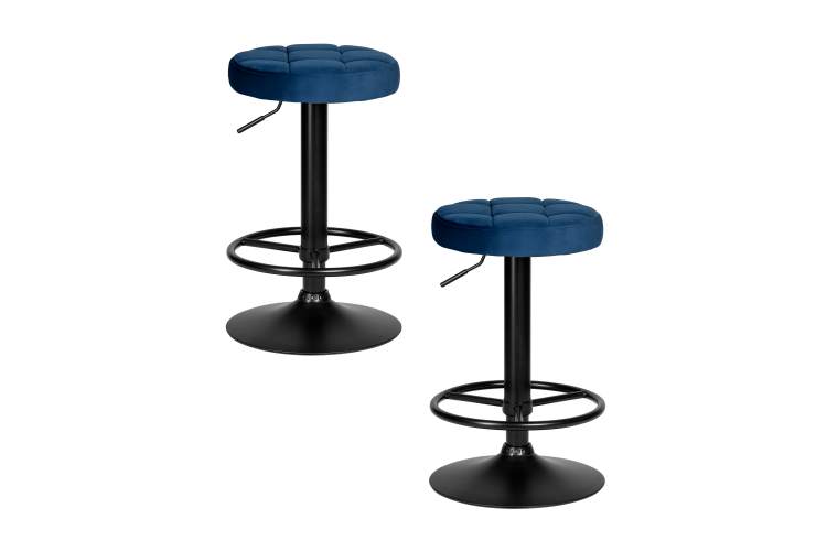 Набор 2 шт Табурет барный DOBRIN BRUNO BLACK, синий велюр (MJ9-117)