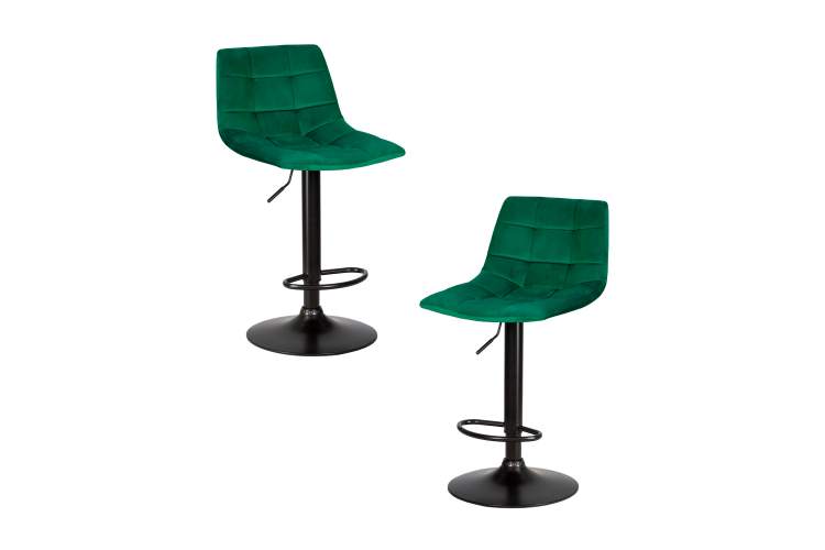 Набор 2 шт Стул барный DOBRIN TAILOR BLACK, зеленый велюр (MJ9-88)