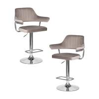 Набор 2 шт Стул барный DOBRIN CHARLY, серый велюр (MJ9-75)