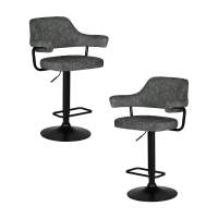 Набор 2 шт Стул барный DOBRIN CHARLY BLACK, серый твид (LEO11)
