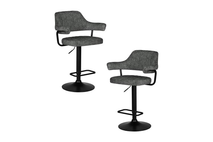 Набор 2 шт Стул барный DOBRIN CHARLY BLACK, серый твид (LEO11)