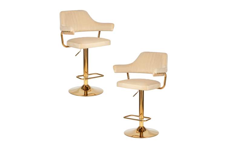 Набор 2 шт Стул барный DOBRIN CHARLY GOLD, бежевый велюр (MJ9-10)
