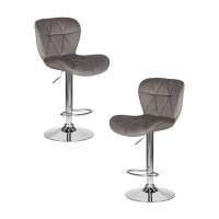 Набор 2 шт Стул барный DOBRIN BARNY, серый велюр (MJ9-75)