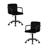 Набор 2 шт Офисное кресло для персонала DOBRIN TERRY BLACK, черный велюр (MJ9-101)