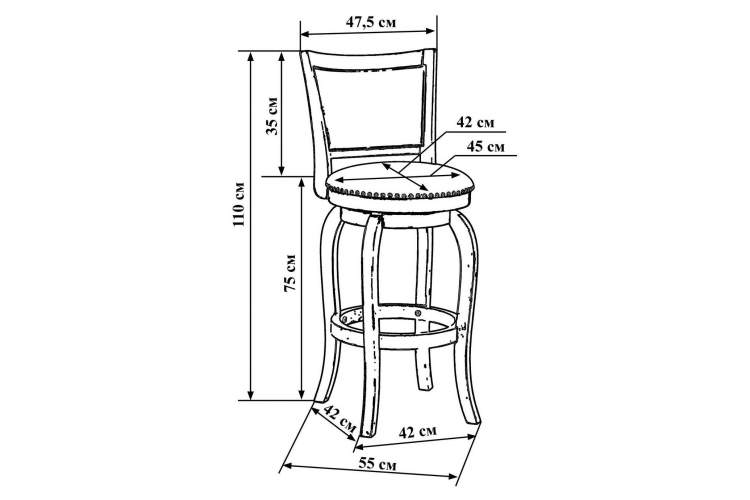 Стул барный DOBRIN VIVIAN BAR, бежевый, дуб-7