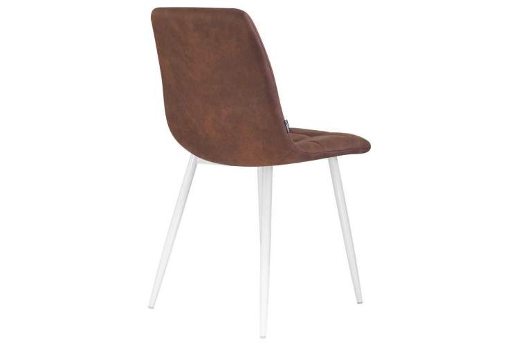 Стул обеденный DOBRIN ALEX, белые ножки, коричневая микрофибра (PK-03)-3