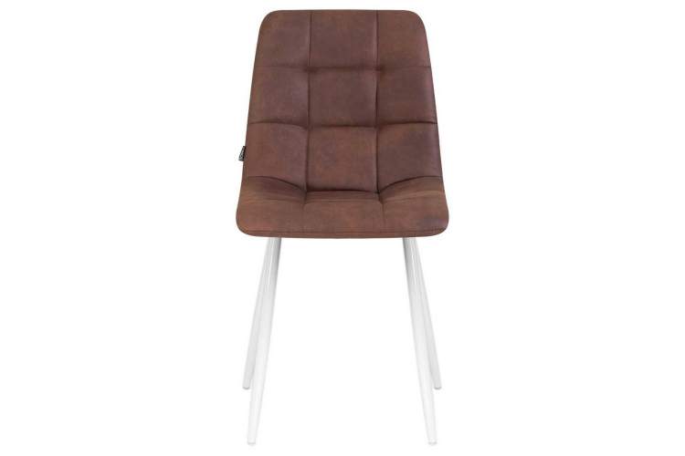 Стул обеденный DOBRIN ALEX, белые ножки, коричневая микрофибра (PK-03)-5