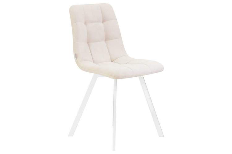 Стул обеденный DOBRIN ALEX SQUARE, белые ножки, кремовая ткань (UF860-01B)-1