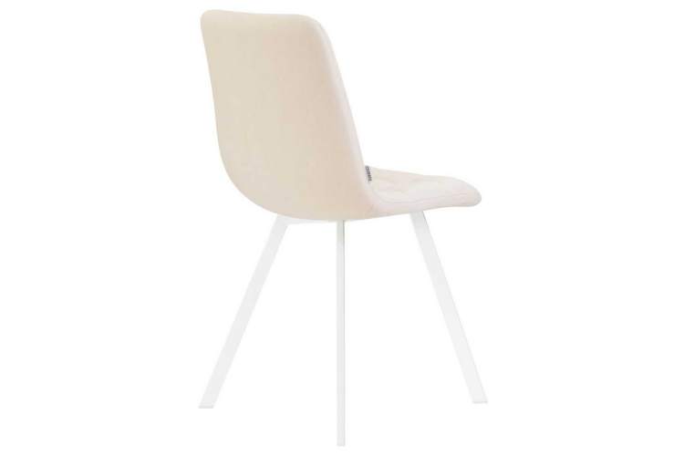 Стул обеденный DOBRIN ALEX SQUARE, белые ножки, кремовая ткань (UF860-01B)-3