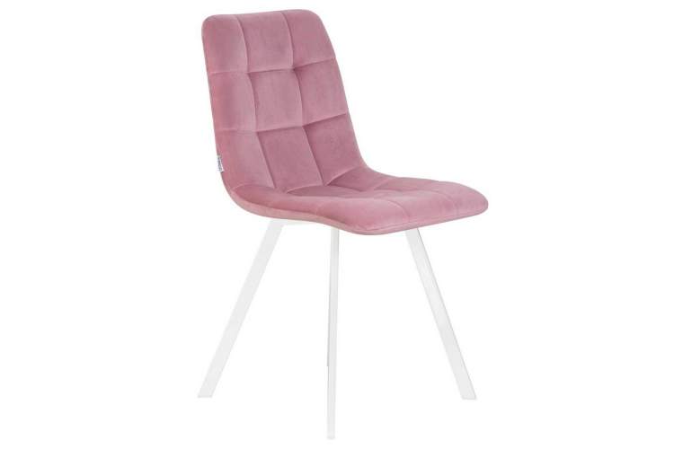 Стул обеденный DOBRIN ALEX SQUARE, белые ножки, розовый велюр (V108-15)-1