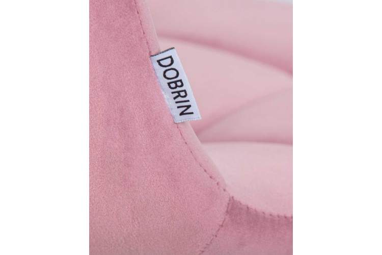 Стул обеденный DOBRIN ALEX SQUARE, белые ножки, розовый велюр (V108-15)-6