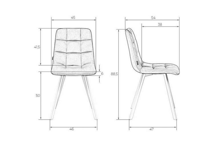 Стул обеденный DOBRIN ALEX SQUARE, белые ножки, розовый велюр (V108-15)-11