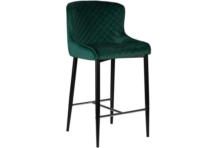 Набор 2 шт Стул барный DOBRIN CHRISTIAN'75, черные ножки, зеленый велюр (V108-64)-1