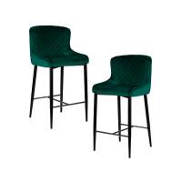 Набор 2 шт Стул барный DOBRIN CHRISTIAN'75, черные ножки, зеленый велюр (V108-64)