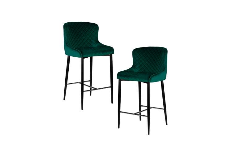 Набор 2 шт Стул барный DOBRIN CHRISTIAN'75, черные ножки, зеленый велюр (V108-64)