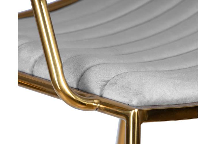 Стул барный DOBRIN MILLER GOLD, светло-серый велюр (135-37)-6