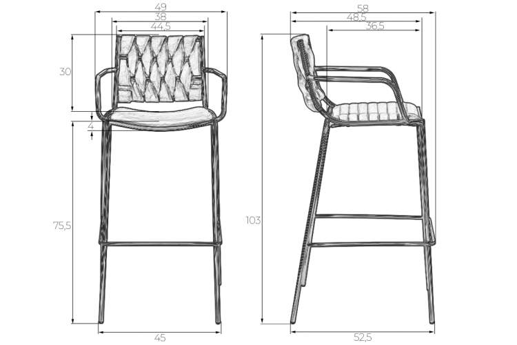 Стул барный DOBRIN MILLER GOLD, светло-серый велюр (135-37)-8