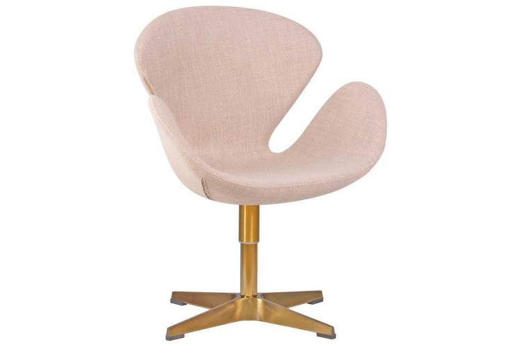 Кресло дизайнерское DOBRIN SWAN, бежевая ткань IF1, золотое основание-9