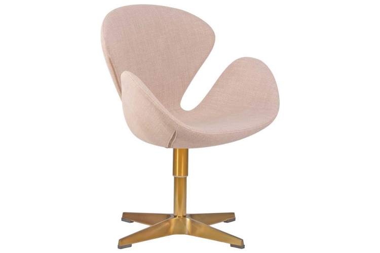 Кресло дизайнерское DOBRIN SWAN, бежевая ткань IF1, золотое основание