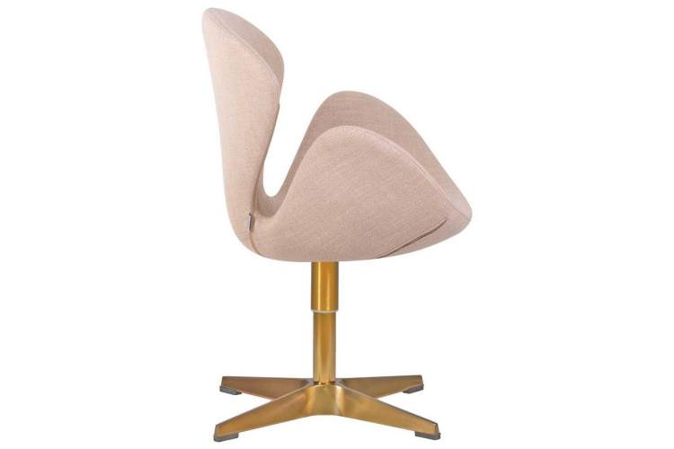 Кресло дизайнерское DOBRIN SWAN, бежевая ткань IF1, золотое основание-1