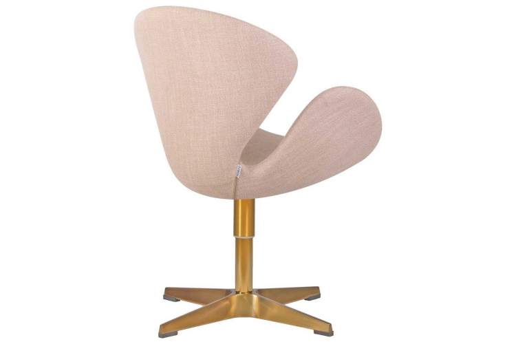 Кресло дизайнерское DOBRIN SWAN, бежевая ткань IF1, золотое основание-2