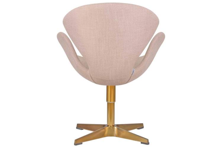 Кресло дизайнерское DOBRIN SWAN, бежевая ткань IF1, золотое основание-3