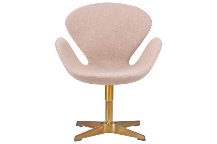 Кресло дизайнерское DOBRIN SWAN, бежевая ткань IF1, золотое основание-4