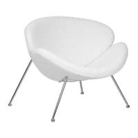 Кресло дизайнерское EMILY, белый (букле) ткань , хромированная сталь