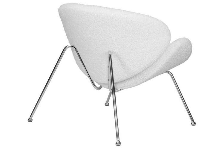 Кресло дизайнерское DOBRIN EMILY, белый (букле) ткань , хромированная сталь-3