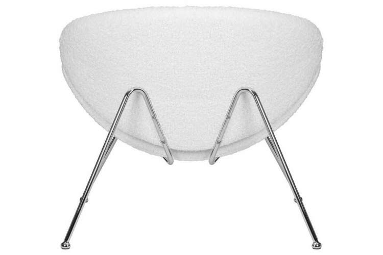 Кресло дизайнерское DOBRIN EMILY, белый (букле) ткань , хромированная сталь-4