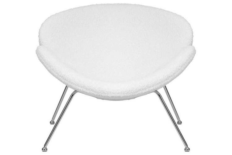 Кресло дизайнерское DOBRIN EMILY, белый (букле) ткань , хромированная сталь-5