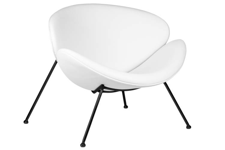 Набор 2 шт Кресло дизайнерское DOBRIN EMILY, белый винил YP17, черное основание-1