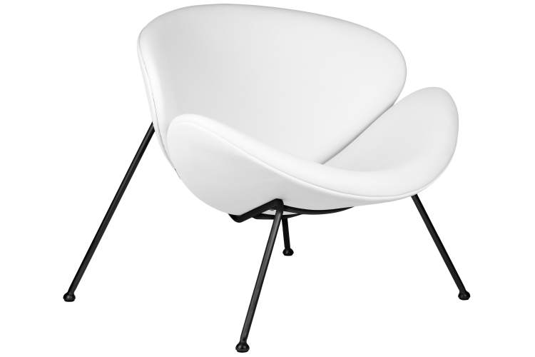 Набор 2 шт Кресло дизайнерское DOBRIN EMILY, белый винил YP17, черное основание-2