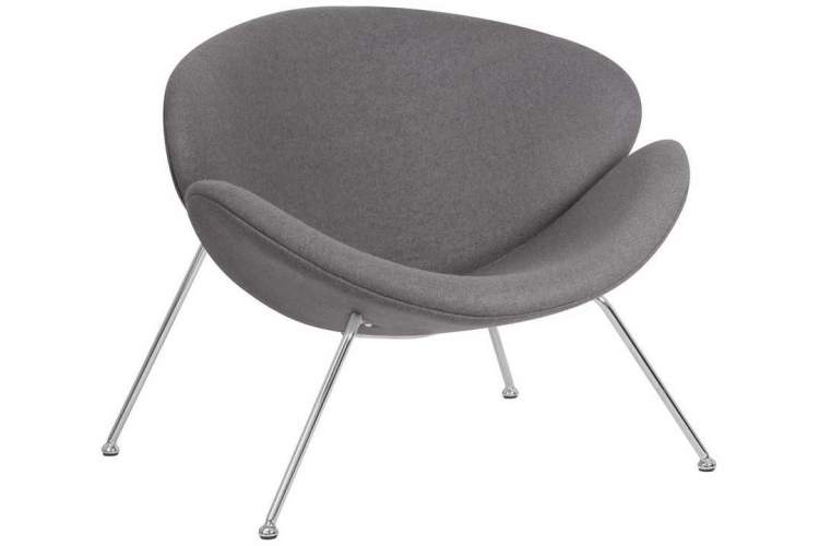 Кресло дизайнерское DOBRIN EMILY, серая ткань AF7, хромированная сталь