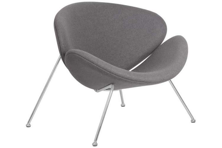Кресло дизайнерское DOBRIN EMILY, серая ткань AF7, хромированная сталь-1