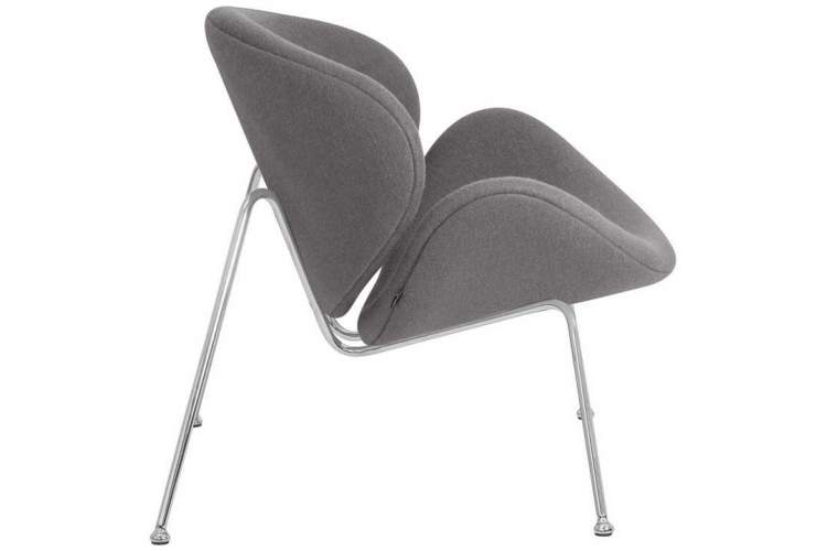 Кресло дизайнерское DOBRIN EMILY, серая ткань AF7, хромированная сталь-2